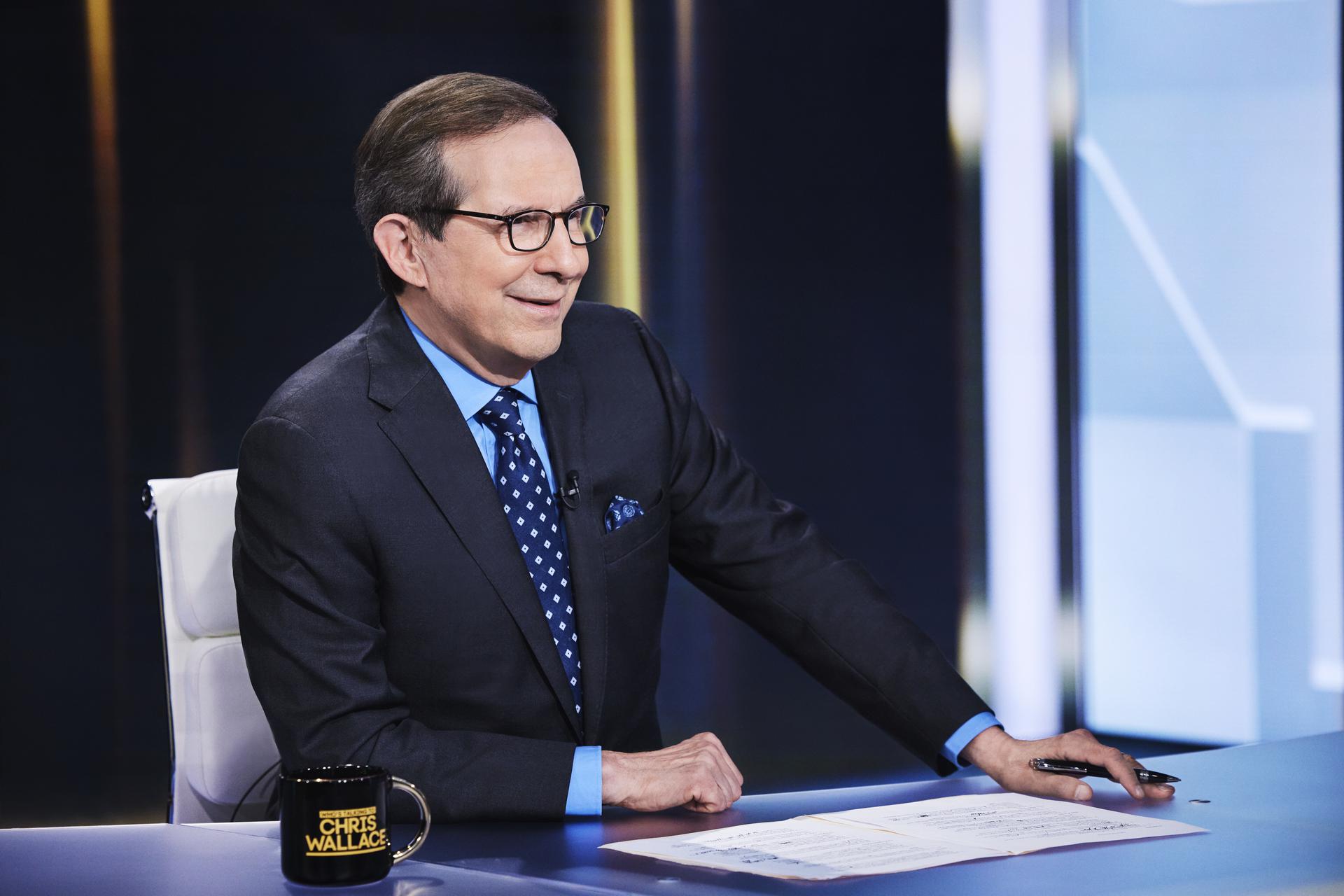 Chris Wallace on the set of his TV show