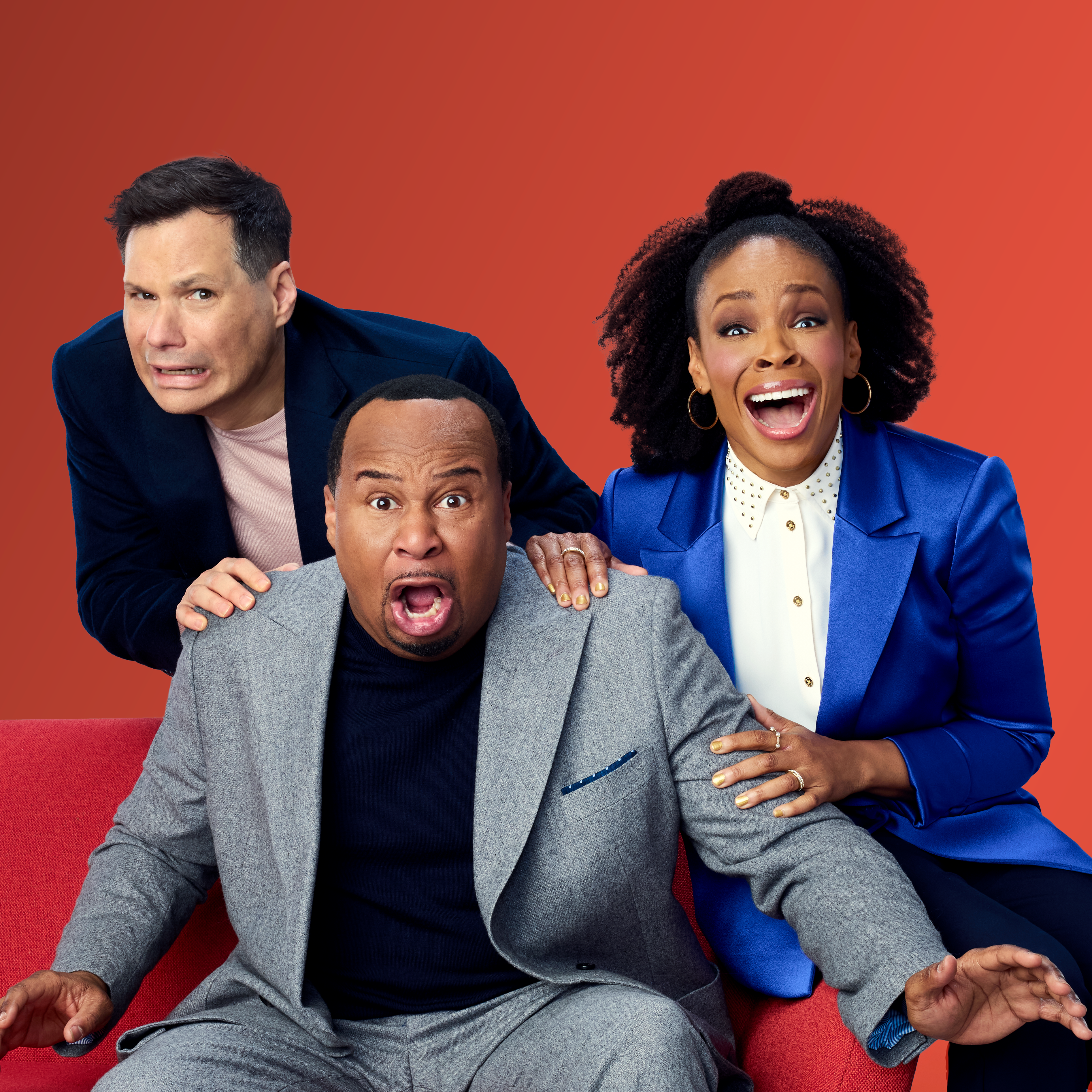 Roy Wood Jr., Amber Ruffin and Michael Ian Black 