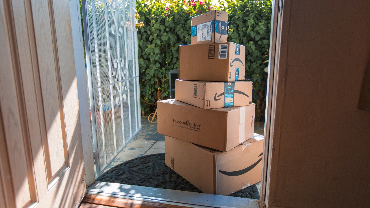 Stack of Amazon boxes