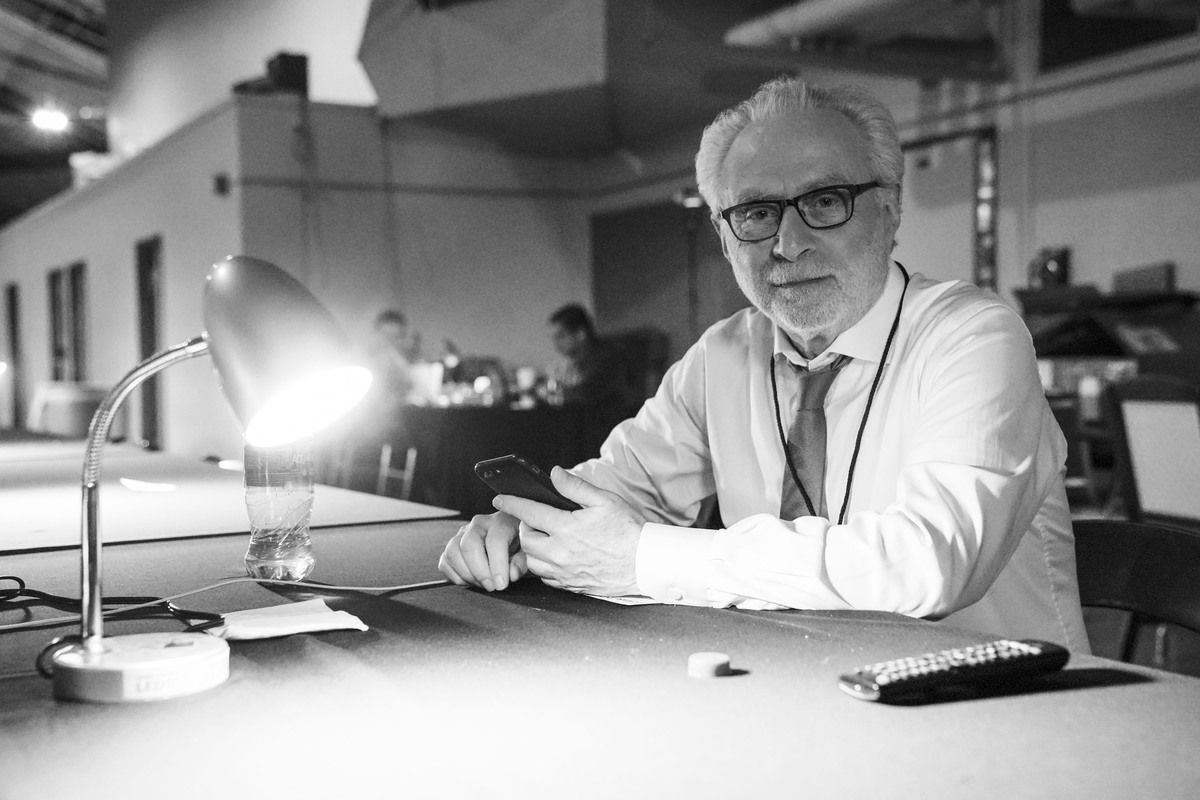 CNN's Wolf Blitzer works at the site of a presidential debate